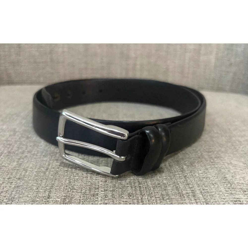 Polo Ralph Lauren Mens Black Leather Dress Belt Silver Buckle 36 405070167-001